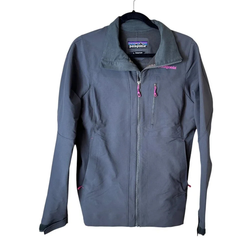 Patagonia Womens Gray Softshell Jacket with Pink Accents